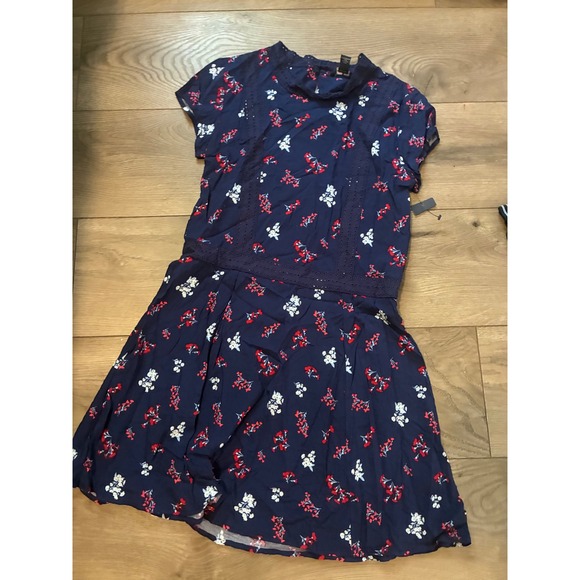 Tommy Hilfiger Other - Tommy Hilfiger Floral Dress Kids XL Navy Blue New Eyelet Lace Short Sleeve
